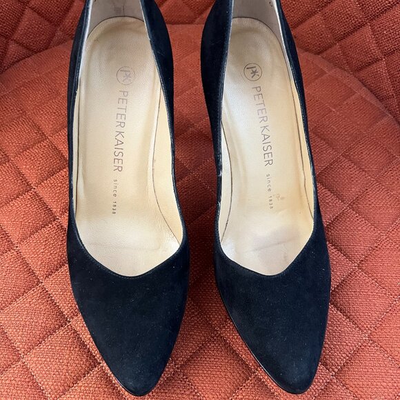 Peter Kaiser Black Suede with slight platform in leopard lucite High Heel Pumps - Picture 2 of 5